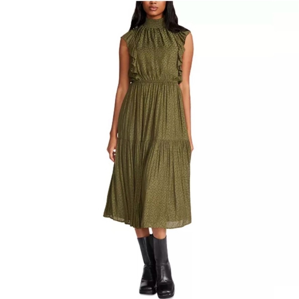 Steve Madden Anna Animal Print Midi Dress Large